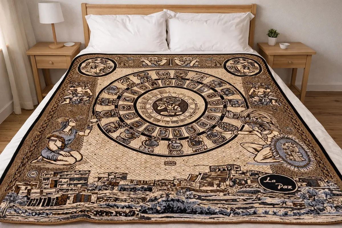 Colcha Polar Azteca Calendario Maya - Imagen 6