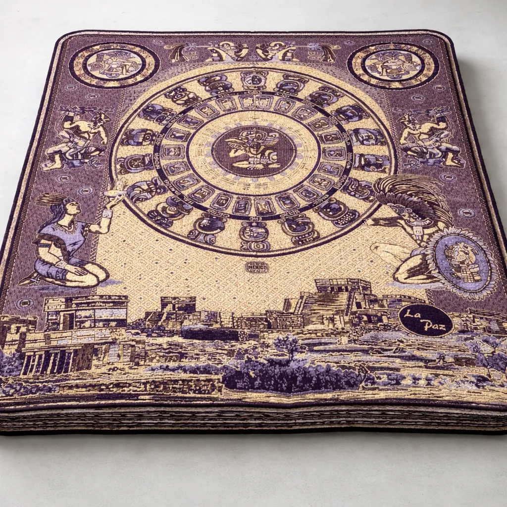 Colcha Polar Azteca Calendario Maya - Imagen 8